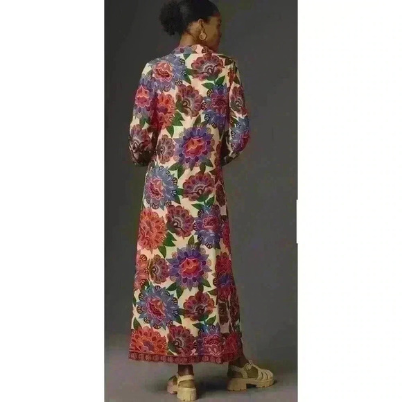 New Anthropologie by Farm Rio Long-Sleeve Button-Front Midi Dress XS NWT $228 - Picture 3 of 4